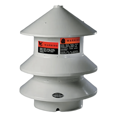 MODEL2-120 - Sirena electromecánica omnidireccional / 102 dBc a 30.5 m (100 ft) / 2 HP / 120V CA/CC / Alcance 305 m (1000 ft)