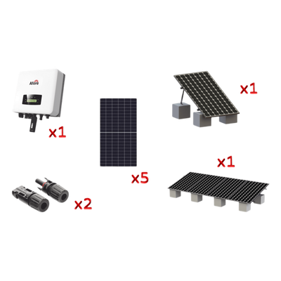 HNS3000TLKIT1 - Kit Solar Interconexión / 3kW / 220Vca / 5 Paneles 645W / Montaje 6 Módulos / WiFi / Protección Tipo III