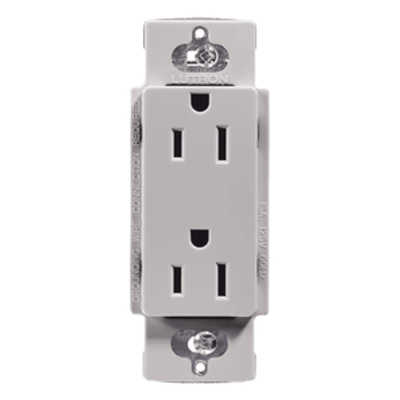 CAR15GRS - Contacto Dúplex de Pared / 15 A / 125 V / Placa Frontal Gris / Instalación Sin Tornillos Visibles / Compatible Multi-Gang