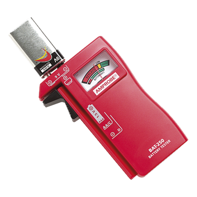 BAT-250 - Probador de Baterías / 9 Vcc / 1.5 Vcc / AA-AAA-C-D / Aguja Analógica / Indicador por Color