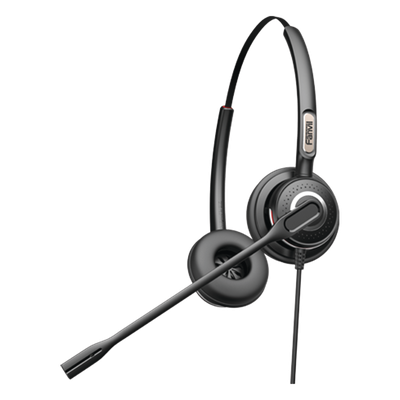 HT202 - Diadema binaudal (duo) con tecnología antishock para teléfonos IP FANVIL y Polycom con micrófono de cancelación de ruido, larga durabilidad