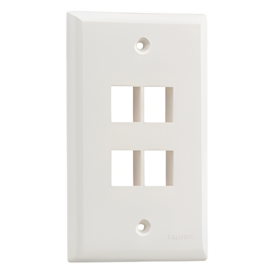NK4FNEI - Placa de Pared Vertical / 4 Puertos Keystone / Montaje Vertical / 69.8 x 114.3 mm / 2.75 x 4.5 pulg. / ABS / Marfil