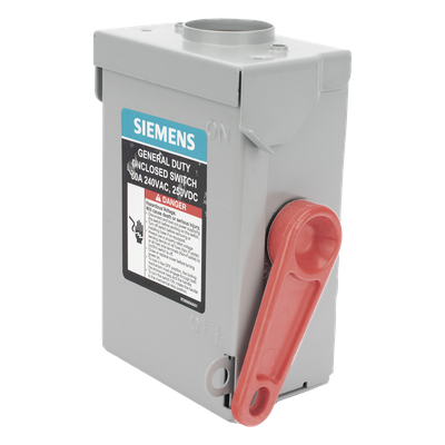 GNF221RA - Interruptor de Seguridad / 240Vca / 2 Polos / 30A / NEMA 3R / Doble Ruptura Visible / Sin Portafusibles / 100kAIC