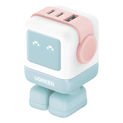 35856B - Cargador RobotGaN de 65W Serie UNO | 3 Puertos de Carga Rápida | 2 USB-C | 1 USB-A | PD 3.0 | QC 4.0 | Carga Inteligente | Tecnología GaN II | Zapato