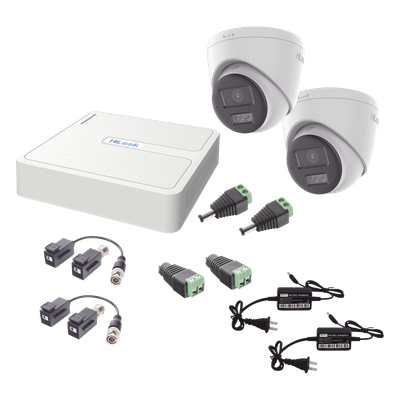 HL-1080P-2E-TWA - Kit de Videovigilancia TurboHD / 1080p Lite / DVR 4 Canales + 1 IP / 2 Cámaras Turret 2 MP / Audio Bidireccional / Dual Light 40 m (131.2 ft) / Visión Color