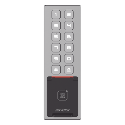 DS-K1T805MBFWX - Teclado de Control de Acceso / Wi-Fi / Antivandálico IP65 & IK08 / Lector MIFARE 13.56 MHz / Huella / Bluetooth / 3,000 Usuarios