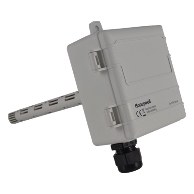 H7725B2006 - Sensor de Humedad y Temperatura / Montaje en Ducto / Salida 0-5 V/0-10 V o 4-20 mA / Precisión ±2% HR / Termistor 20 kOhm / IP20 / -40 a 70°C