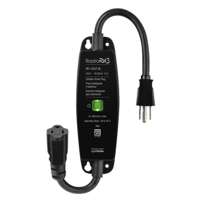 RR15OUTBL - Interruptor de Enchufe para Exteriores / Control On/Off / IP66 / 15 A Iluminación / 1/2 HP Motores / RadioRA 3