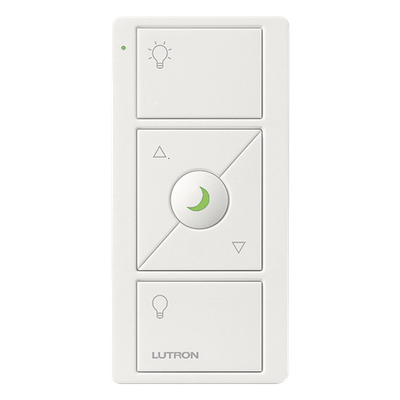 PJN3BRLGWHL01 - Control remoto inalámbrico / 3 botones + subir-bajar / luz nocturna / RF 431-437 MHz / batería CR2032 / Caseta Wireless y RadioRA 2 / blanco brillante