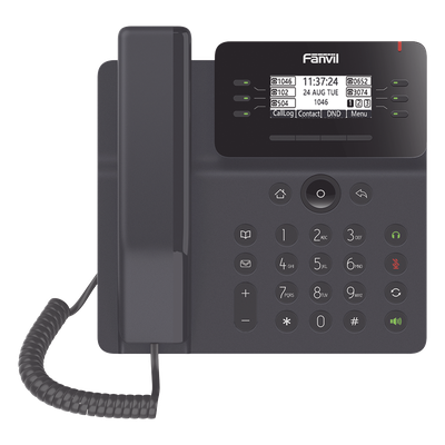 V62 - Teléfono IP Empresarial Esencial para 6 líneas SIP, pantalla grafica matriz de puntos, PoE, puertos Gigabit, conferencia local de 6 vías.