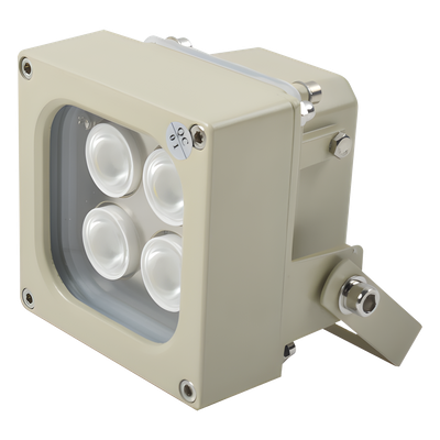 HL-120-WH10 - Iluminador LED de Alta Potencia | Luz Blanca | 10 Metros de Iluminación | Cobertura 120° | IP66 | Bajo Consumo de Energía | Fotocélula Incorporada | Soporte en “U” | Carcasa de Aluminio | Alta Transmitancia de Luz.