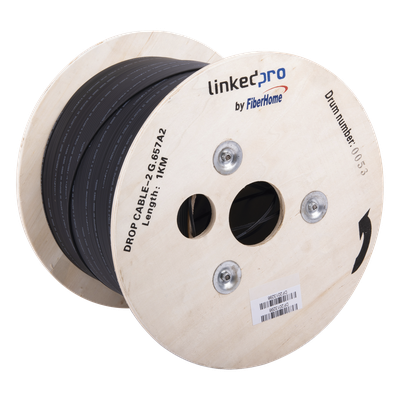 IC-DROPA2-2C - Carrete de Fibra Óptica Drop / 1 km / G.657A2 Bifibra / LSZH / Interior-Exterior / 3.28 ft (1 km)
