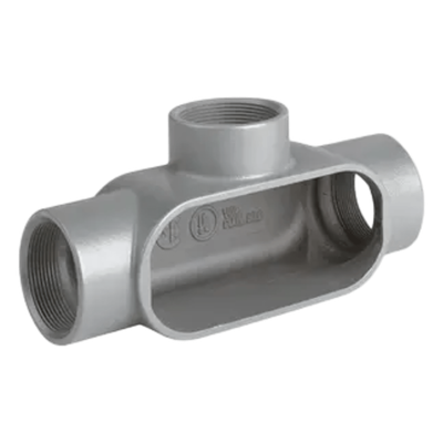 HUB-T47-SA - Caja Condulet Tipo T / 1-1/4" (32 mm) / Aluminio libre de cobre / NEMA 3 / Gris