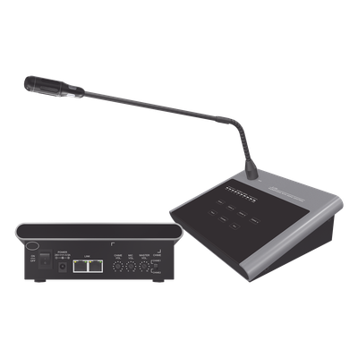 SF-214B - Micrófono Remoto de Voceo / 4 Zonas / Pantalla Táctil / Medidor 10 Segmentos / Conexión RJ45 CAT5