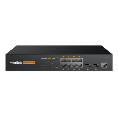 RCH-80 - Switch AV L2+ / 8 Puertos Gigabit PoE+ / 130W / 2 Puertos SFP / Dante y AES67 / Sin Ventilador