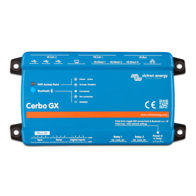 CERBOGXMK2 - Centro de comunicaciones / Monitoreo remoto / Pantallas táctiles 5" y 7" / Conectividad Bluetooth / VRM / VE.Direct, VE.Bus, VE.CAN, USB