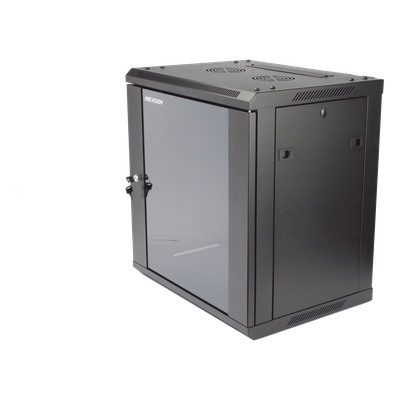 DS-XS6412-S/B - Gabinete de Pared y Piso / 12U Rack 19" / Cristal Templado / Carga 40 kg / Laterales Desmontables / 600 x 635 x 450 mm (23.6 x 25 x 17.7 in)