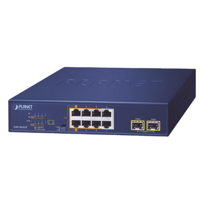 GSD-1022UP - Switch PoE No Administrable / 2 Puertos 802.3bt 60W / 4 Puertos 802.3at 30W / 2 Puertos Gigabit TP / 2 Puertos SFP / 180W Total / 20Gbps