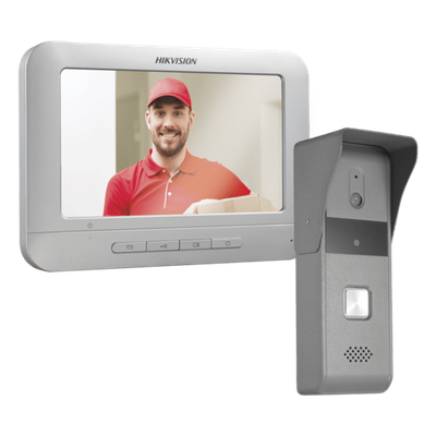 DS-KIS203-T/K - Kit de Videoportero Analógico / Pantalla LCD 7" / Cámara Pinhole 720x576 / Ángulo 98° / IP65 / 12 VDC