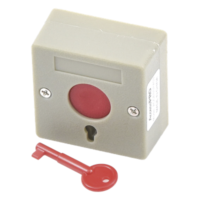 ACCESSPA53 - Botón de Pánico / Restablecimiento con Llave / Contactos NO/COM/NC 3A/24VDC / Material Ignífugo / 53x53x27 mm