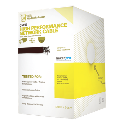 PRO-CAT-5E-W - Bobina de Cable / Cat5e / 305 m (1000 pies) / 24 AWG / UTP / 100 MHz / UL / Interior