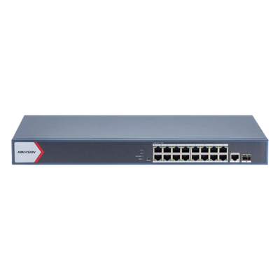 DS-3E1518P-EI - Switch PoE+ Administrable / 16 Puertos Gigabit / 1 Puerto Uplink Gigabit / 1 Puerto SFP / 230 W / Alcance Extendido 300 m (984.3 ft)
