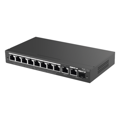 RG-ES210GS-P - Switch Administrable / 8 Puertos PoE+ / 130 W / 2 Uplinks Gigabit / 20 Gb/s / Sin Ventilador