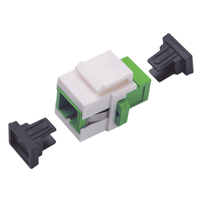 LP-FO-AD-6150 - Acoplador de Fibra Óptica / Monomodo / SC/APC Simplex a SC/APC / Keystone / ABS