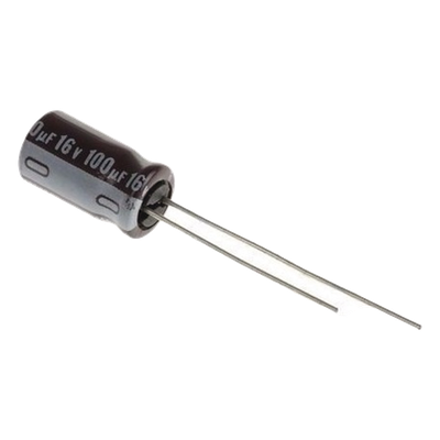 0100M0016V - Capacitor Electrolítico de Aluminio, Radial de 100 µFd, 16 Vcc, 105 °C, 5.0 x 11 mm.