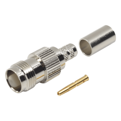 RFT-1217-X - Conector RF Coaxial / TNC Hembra / Anillo Plegable / Cables RG-8/X, LMR-240 / Níquel-Oro-Delrin