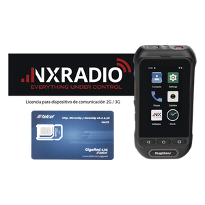 RG360-KIT-SIMTEL - Kit Radio PTT / Android 10 GO / IP68 / MIL-STD 810H / Altavoz 105 dB / Batería 3000 mAh / SIM 1GB 12 Meses