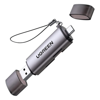 50706 - Lector de Tarjetas / USB-C 3.1 + USB-A 3.0 / 5 Gbps / Dual Ranura SD/MicroSD / Lectura Simultánea / Aluminio / OTG