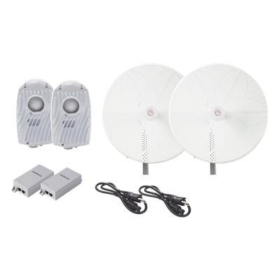 B5XTXPD34KIT - Kit de 2 radios B5X con antenasTXPD34B5X de (34 dBi), rango de frecuencia extendida (4.9 a 6.4 GHz), incluye inyector POE, cable de alimentación y para alineación, distancia de hasta 40 km