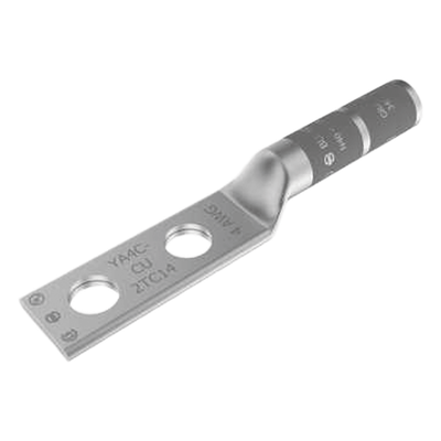 HUB-YA4-C2T-C14 - Terminal de Compresión / Barril Largo / Doble Ojillo / Cable 4 AWG / Tornillo 1/4" / Espaciado 5/8" / 35 kV