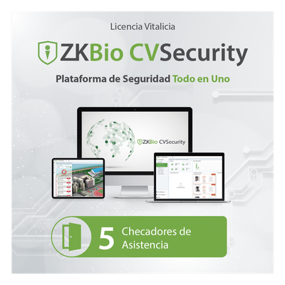 ZKCVTAP5 - Licencia de Software / Administración de 5 Dispositivos / Tiempo y Asistencia / Control de Acceso / Paneles InBio e InBioPro