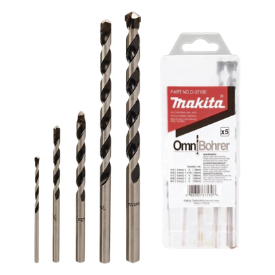 D37100 - Juego de Brocas para Concreto / 5 Piezas / 3.0 a 9.5 mm / Mango Hexagonal 1/4" / Longitudes 70 a 160 mm