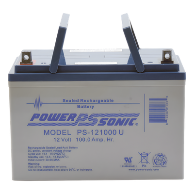 PS-121000-U - Batería de Respaldo AGM/VRLA / 12V 100Ah / Terminales U / Vida Útil 10-12 Años / Caja ABS Resistente