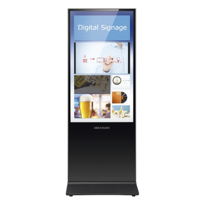 DS-D6055UL-B/S(IN) - Pantalla de 55" 4K para Publicidad Digital / Base para Piso (Totem) / Puertos USB / Entrada de Video HDMI y VGA / WiFi / Altavoz Integrada