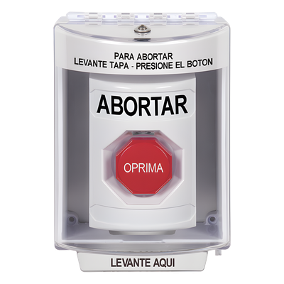 SS2382AB-ES - Botón de Abortar con Bocina / Tapa de Policarbonato Resistente / Restablecimiento con Llave / UL/cUL/ADA / Interior/Exterior