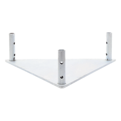 SBZ-45 - Base Triangular para Torre / Placa Acero 1/4' / Niple 3/4' Galvanizado / Peso 6 kg / Compatible STZ45