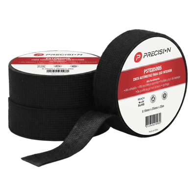 PST-C050-05 - Cinta Automotriz de Fieltro PET / Espesor 0.28 mm / Ancho 19 mm / 18 m (59.1 ft) / Anti-Abrasión / Negro