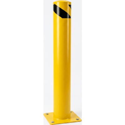 XB-114-910 - Bolardo Fijo de Acero / Diámetro 114 mm / Altura 910 mm (2.99 ft) / Grosor de Pared 2 mm / Base Soldada 150 x 150 mm / Pintura en Polvo