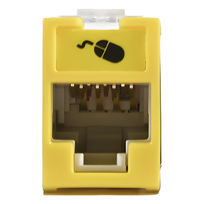 U6-H05NS - Jack de Cobre / Cat6 UTP / Montaje Híbrido Plano-Angulado / 1 Puerto RJ45 / Amarillo / -10 a 60°C
