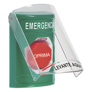 SS21A2EM-ES - Botón de Emergencia de Superficie / Tapa de Policarbonato / Bocina Pre Alarma / 2 Relés C 10 A / Texto en Español / Solo Interior