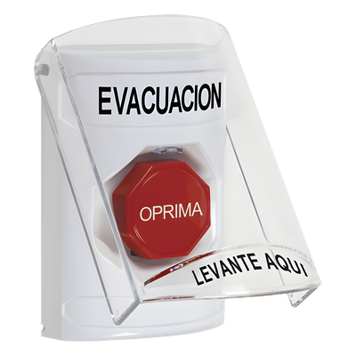 SS2322EV-ES - Botón de Evacuación / Tapa Protectora Policarbonato / Restablecimiento con Llave / Uso Interior y Exterior / Compatible UL, cUL y ADA