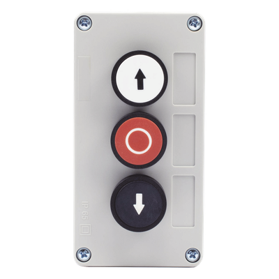 XBS-SW-02 - Botonera de control triple / IP40 / -20 a 50 °C / ≤24 VCC / 67 x 133 x 49 mm / 2.6 x 5.2 x 1.9 in