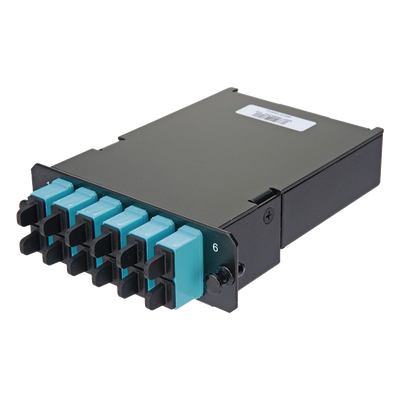FCSZO-12-03P - Placa Acopladora de Fibra Óptica FAP / 12 Fibras Multimodo OM3/OM4 / 6 Conectores SC Duplex / 12 Pigtails de 1 m (3.28 ft) / Color Aqua
