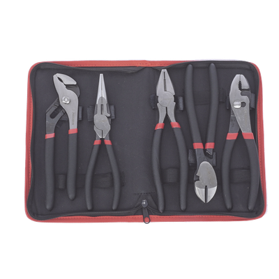 PST-H010-03 - Juego de Pinzas / 5 Piezas / 8" (203.2 mm) / Acero / Mango Antiderrapante / Estuche Plástico