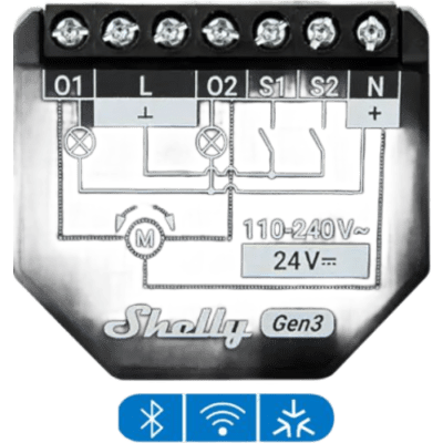 SHELLY2PMGEN3 - Interruptor Inteligente Wi-Fi / 2 Canales / 10 A por Canal / Medición de Energía / Bluetooth 4.2