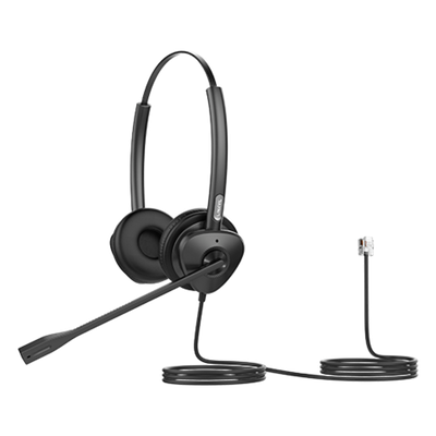 HT302 - Diadema Binaural Profesional / Audio HD Wideband 50 Hz - 8 kHz / Cancelación Pasiva de Ruido / Conexión RJ9 / Brazo Ajustable 260° / Peso 95 g
